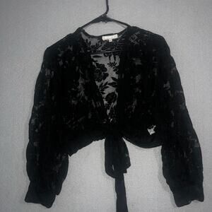 Amber Shu Cardigan Wrap Cover Women’s XL Black Long Sleeve